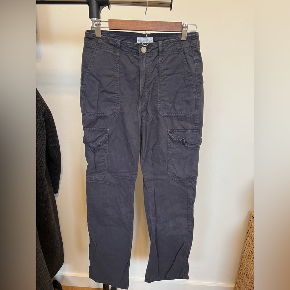Zara Cargo Pant Navy Blue